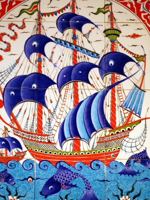 80 x 60 Hand painted mural tiles Golden Hind 6a 2