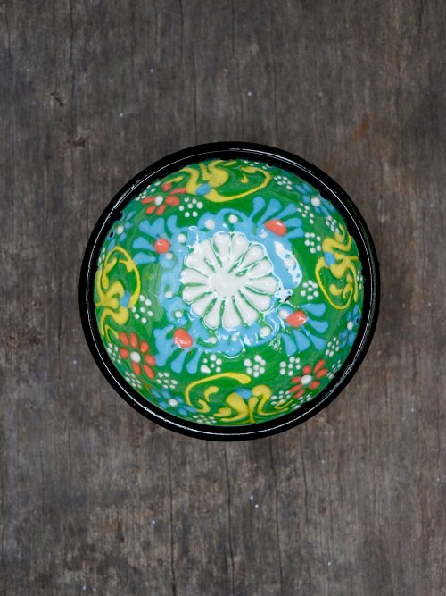 5cm Hand Painted Turkish bowl light green