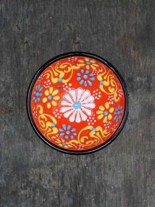 5cm Hand Painted Turkish bowl orange