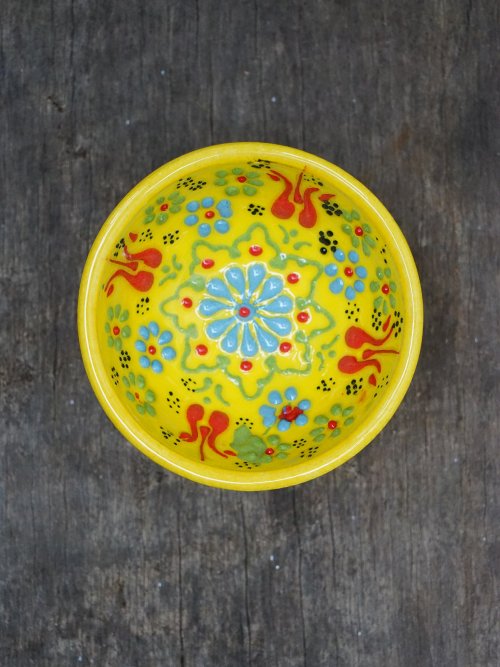 5cm Hand Painted Turkish bowl yellow