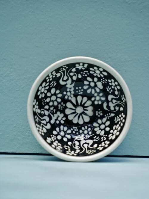 Black 5cm White Lace Hand Painted Ceramic bowls