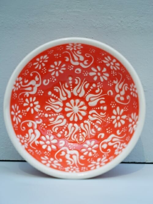 Orange 10cm White Lace Hand Painted Ceramic dipping bowls