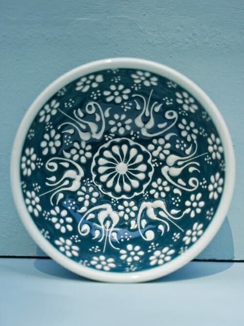 Sea Green 10cm White Lace Hand Painted Ceramic dipping bowls