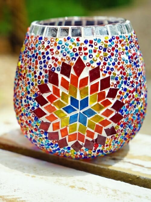 Sun 13cm Mosaic Glass Candle Holder