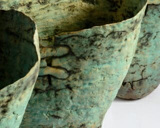 handmade ceramic sculptural vessel the small v three