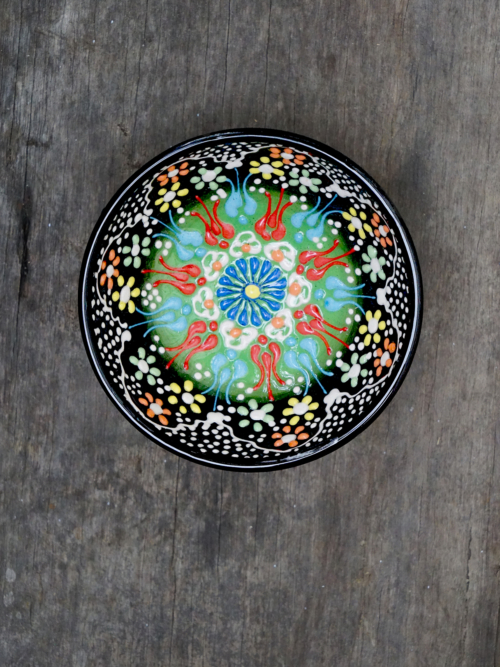 10cm Hand Painted Turkish ceramic bowl black to green