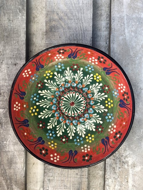 20cm Hand painted Turkish ceramic dipping bowl red to green