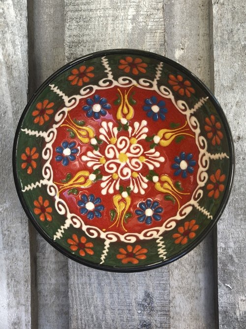 15cm Hand painted Turkish ceramic dipping bowl Christmas