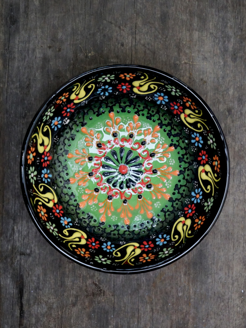 15cm Hand Painted Turkish ceramic bowl black to green