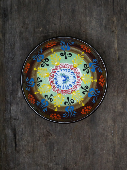 15cm Hand Painted Turkish ceramic bowl brown to green