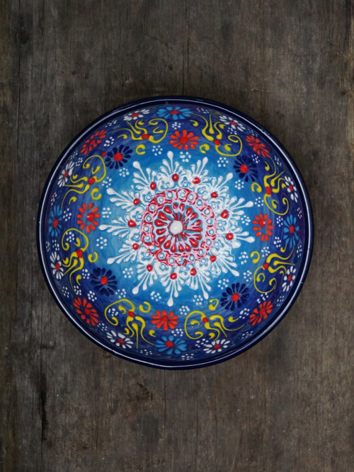 15cm Hand Painted Turkish ceramic bowl dark blue