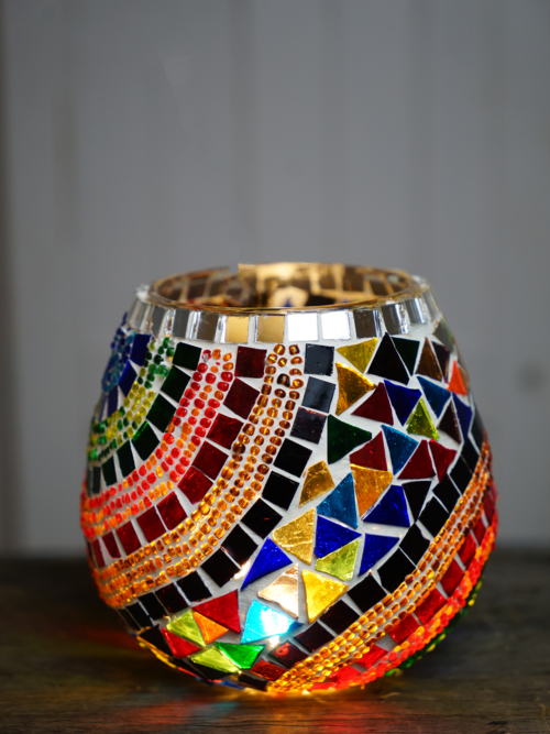 13cm Large Mosaic Candle Holder Fan