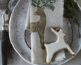 Hand frayed linen range Christmas reindeer